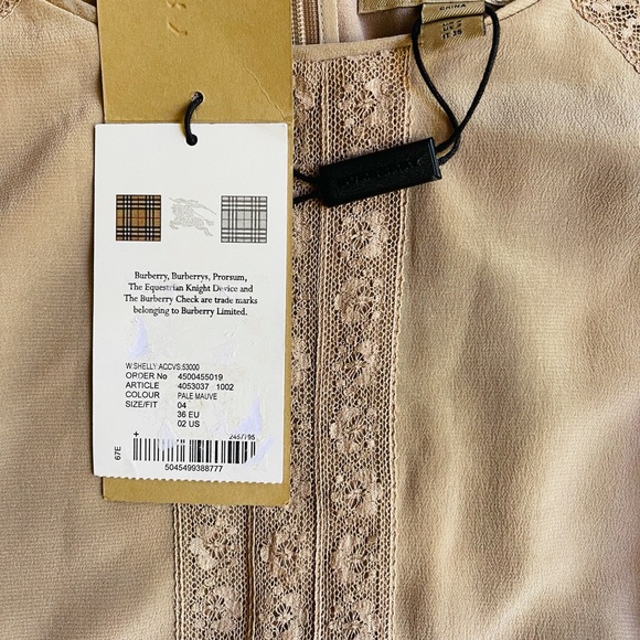 NWT $2,500 Burberry Silk Tan Long Sleeve Gown EU 36, US 02, Fits (2-4) 100 %Silk - Picture 13 of 17